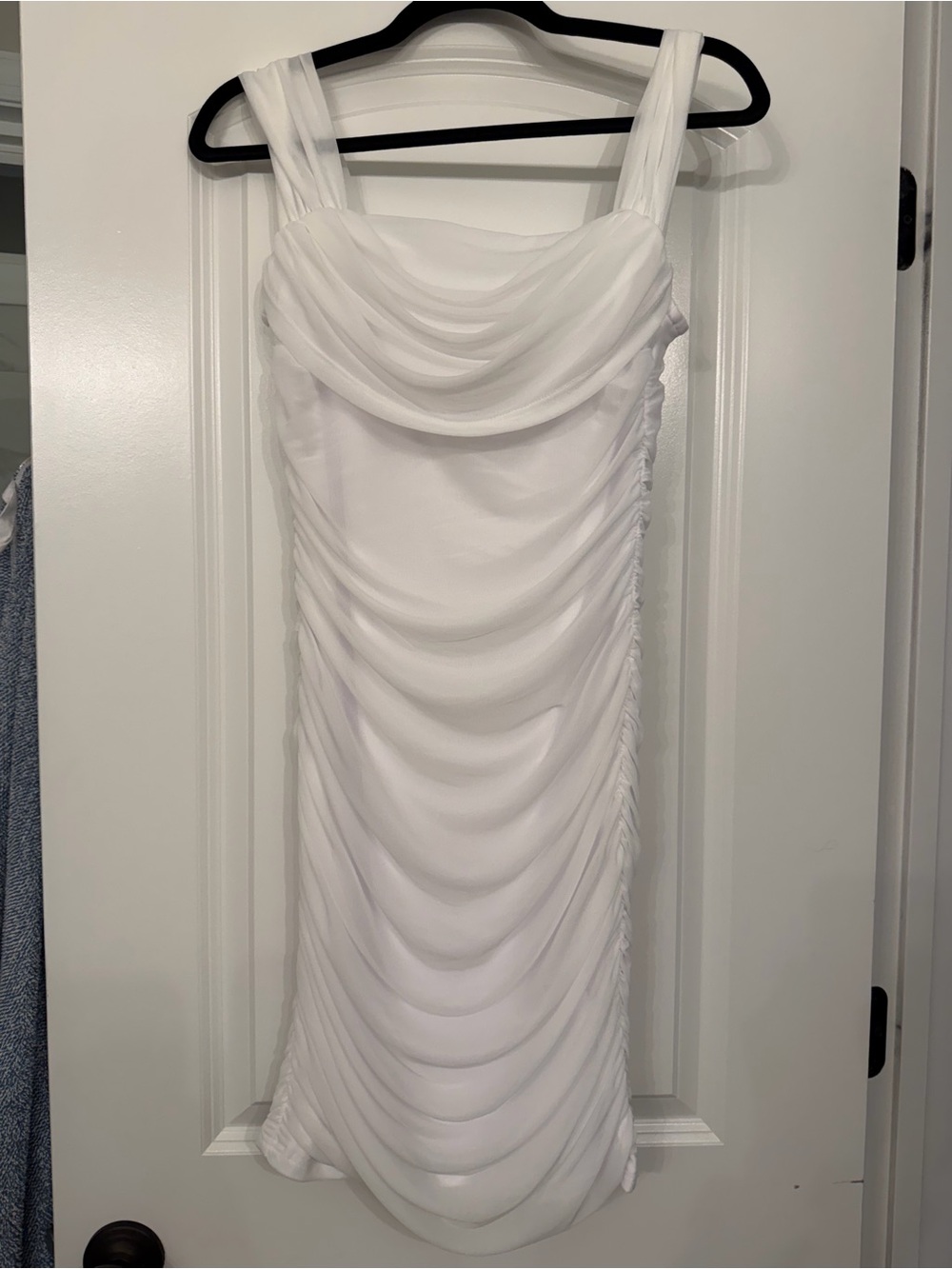 PRETTYGARDEN NWT White Off Shoulder Ruched Bodycon Mini Dress